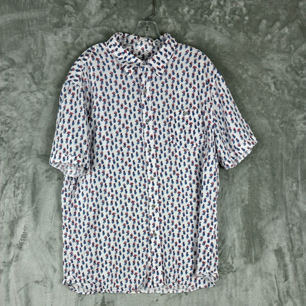 AGE‎ OF WISDOM Men's Pineapple Print Short Sleeve Button Up Shirt XL